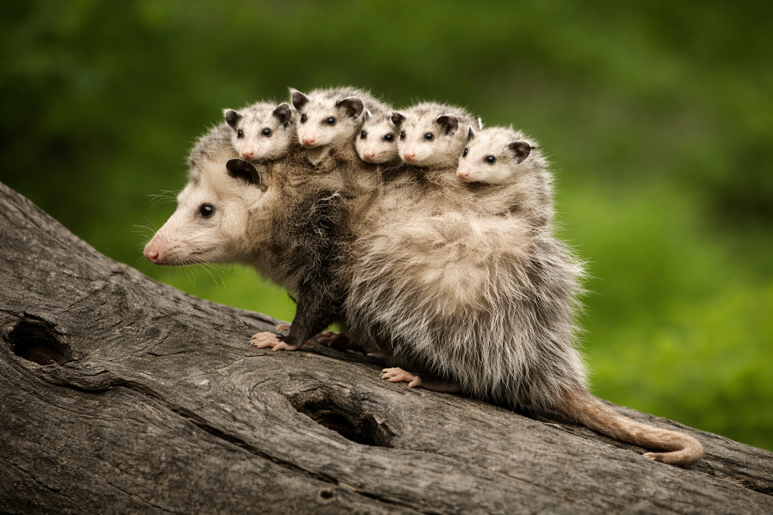 possum with babies 